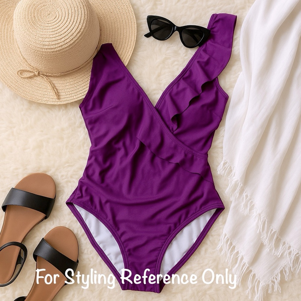 Blooming Jelly Purple Ruffle One-Piece Swimsuit – Size M